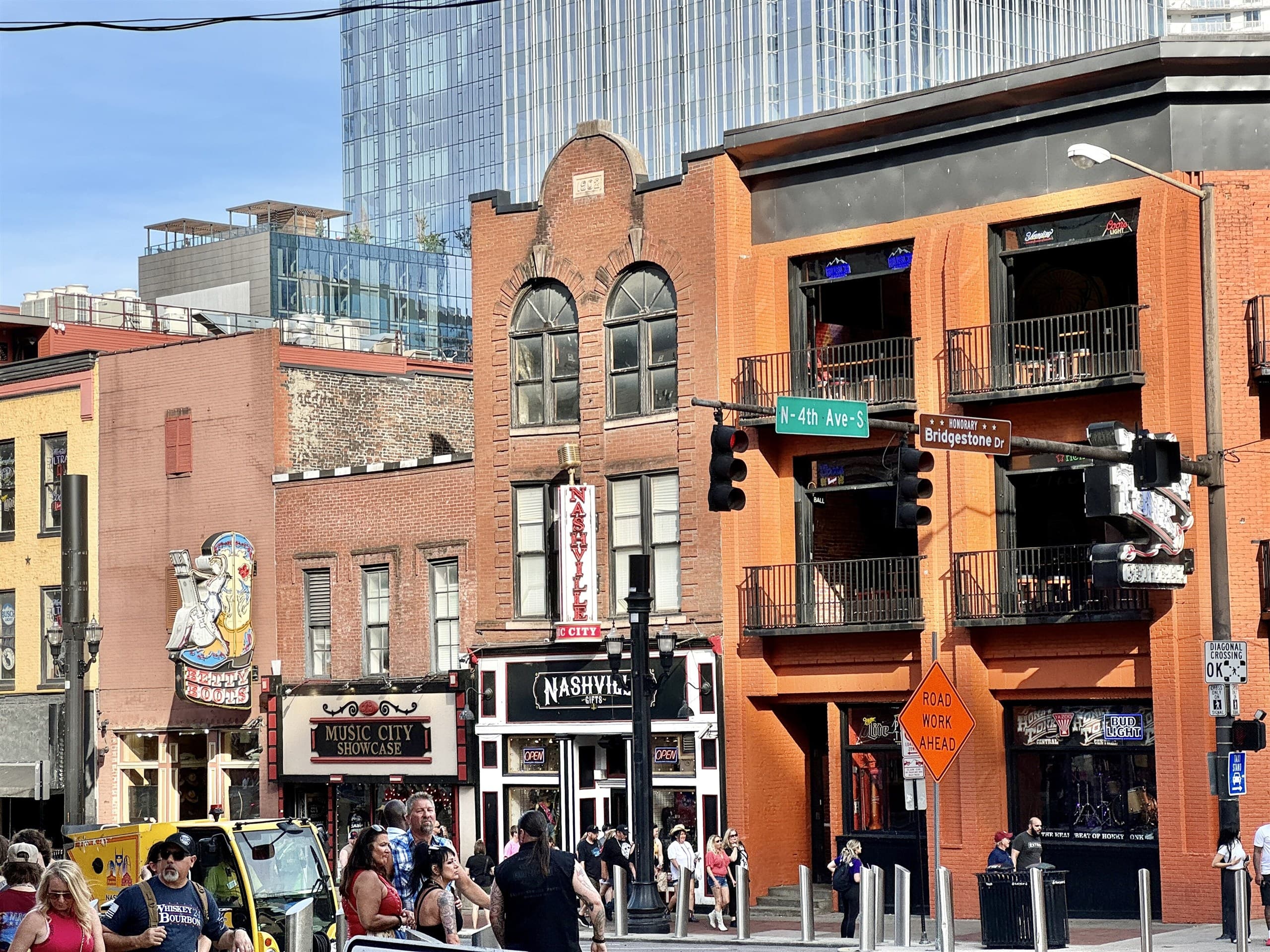 Broadway in downtown Nashville during the day