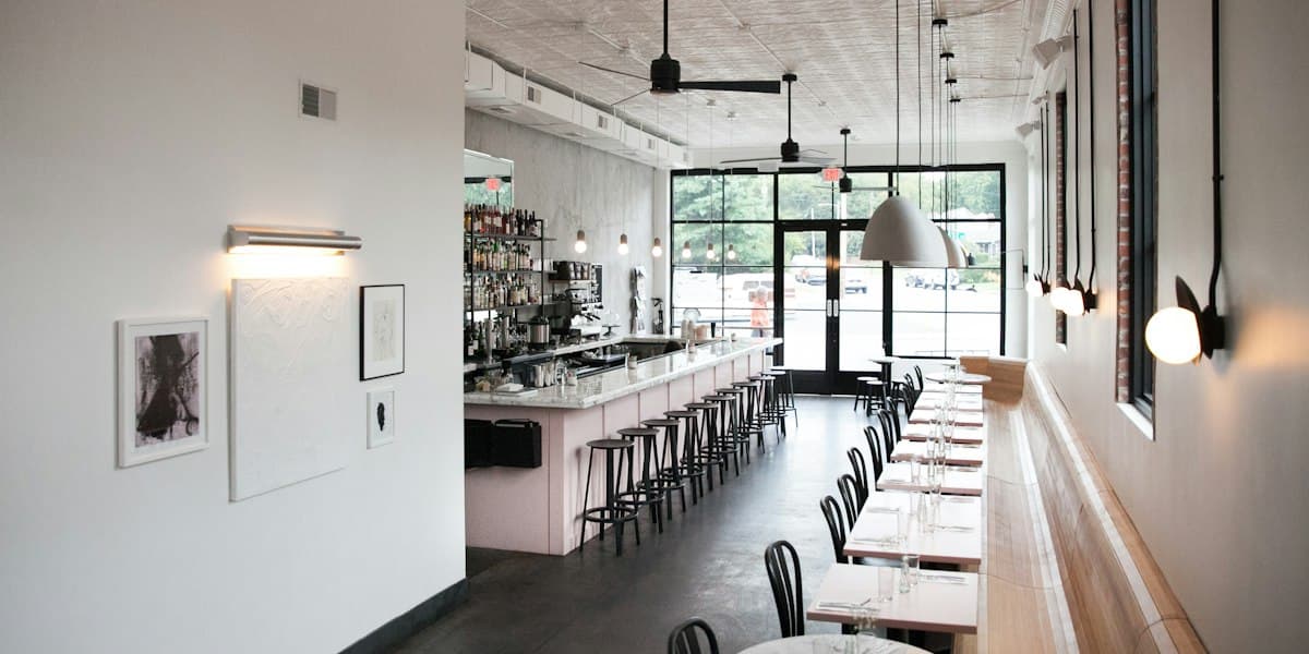 Dining room and counter at Cafe Roze