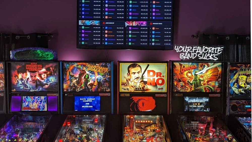Pinball machines inside No Quarter